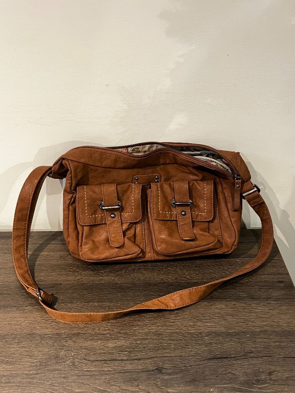 D-fusion brown leather crossbody bag